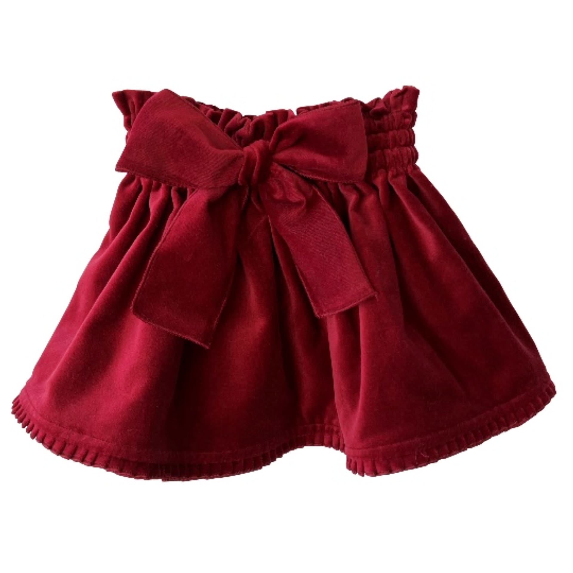 Bordeaux velvet pleated trim skirt