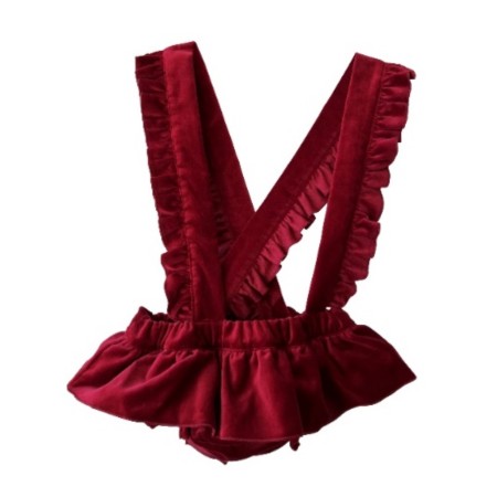 Bordeaux velvet bloomer with straps