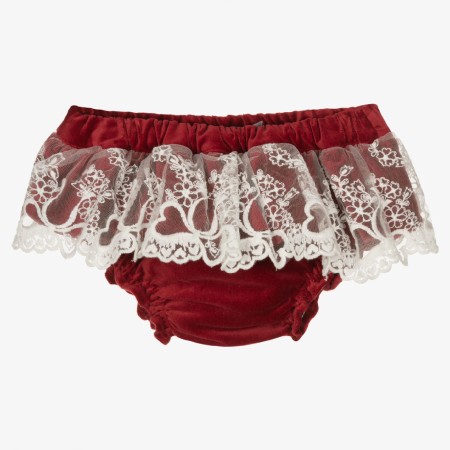 Bordeaux velvet bloomer with tulle lace
