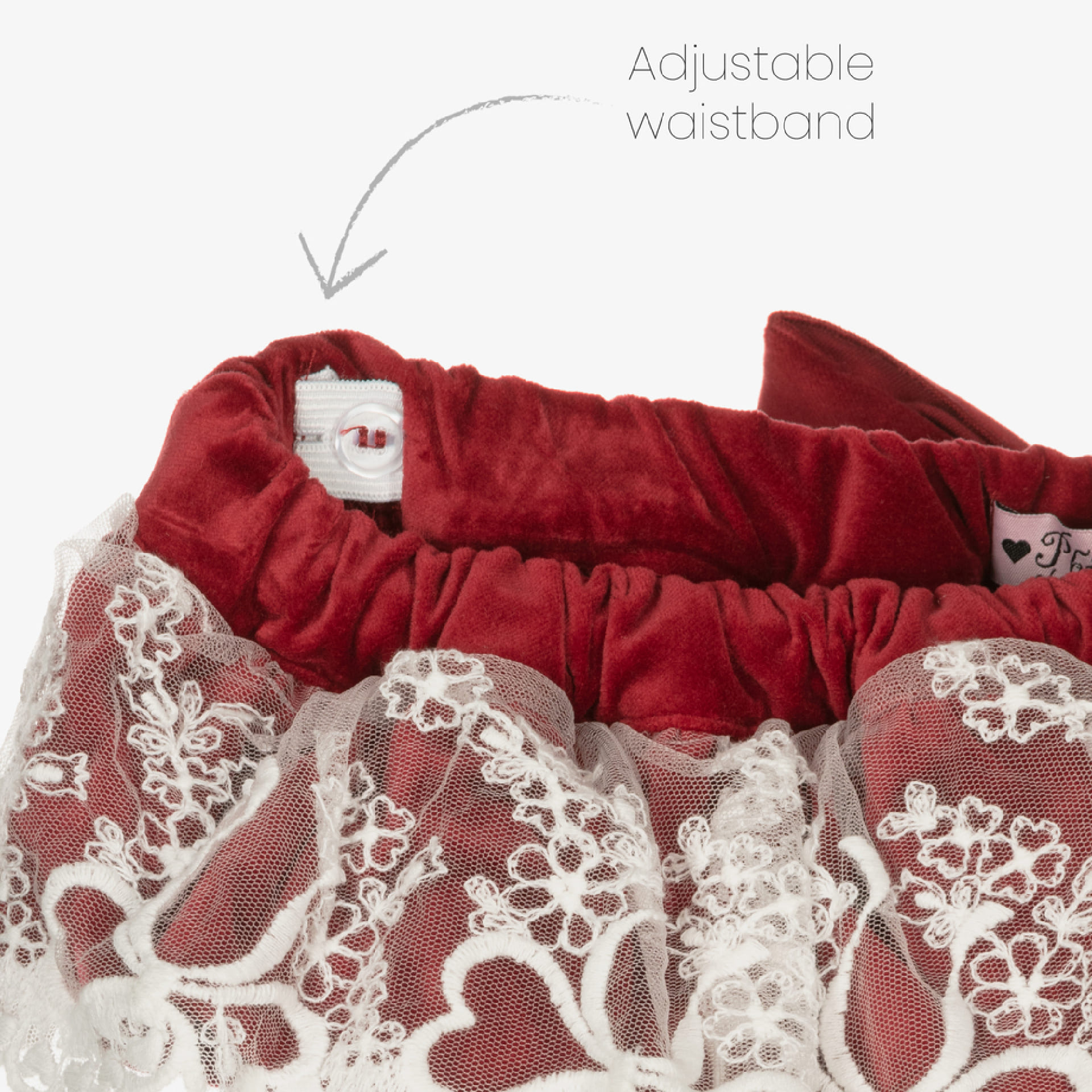 Bordeaux velvet bloomer with tulle lace