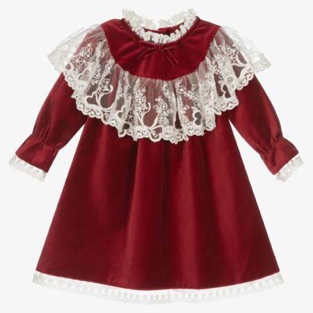 Bordeaux velvet dress with lace