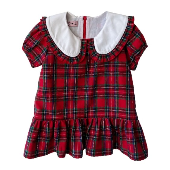 Red tartan white collar dress Red tartan white collar dress