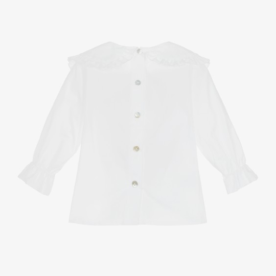 Blouse blanche avec noeud  carreaux rouges