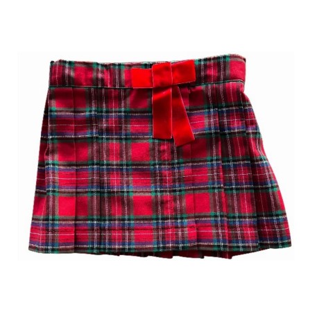 Red tartan pleated skirt