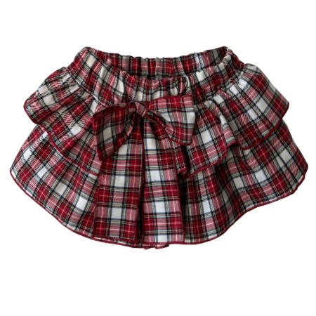 Ivory and red tartan frill skirt