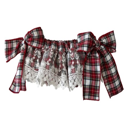 Ivory and red tartan tule bloomer