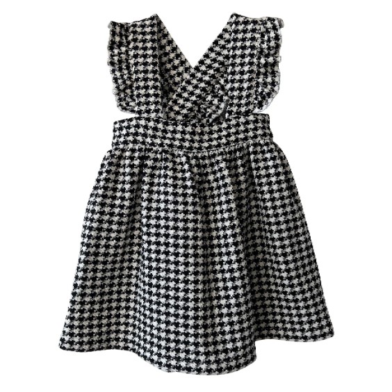 pied de poule pinafore dress