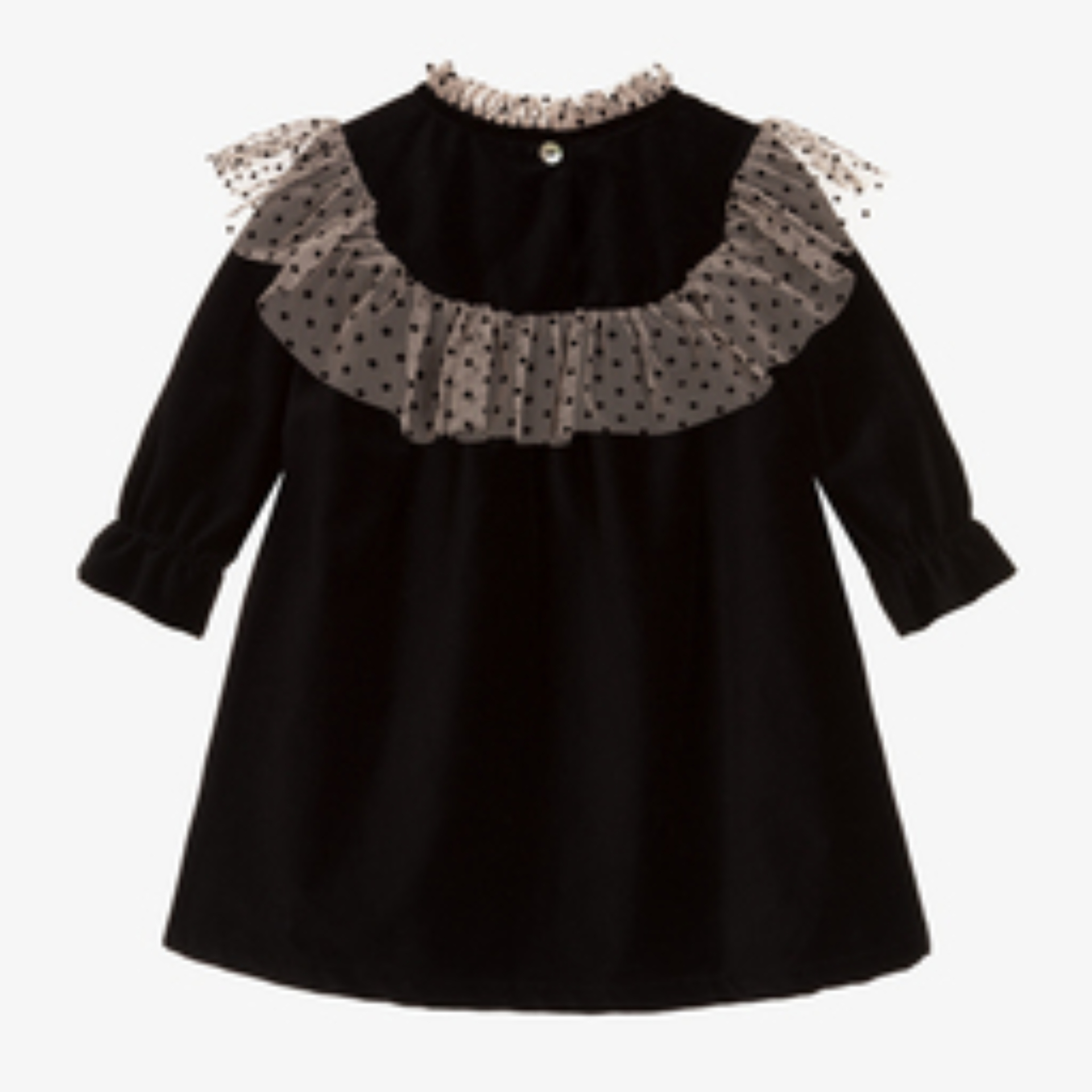 Black velvet with black dots tule dress