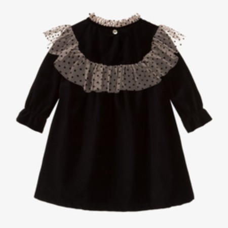 Vestido veludo preto com gola tule Vestido veludo preto com gola tule