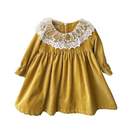 Mustard velvet tule dress