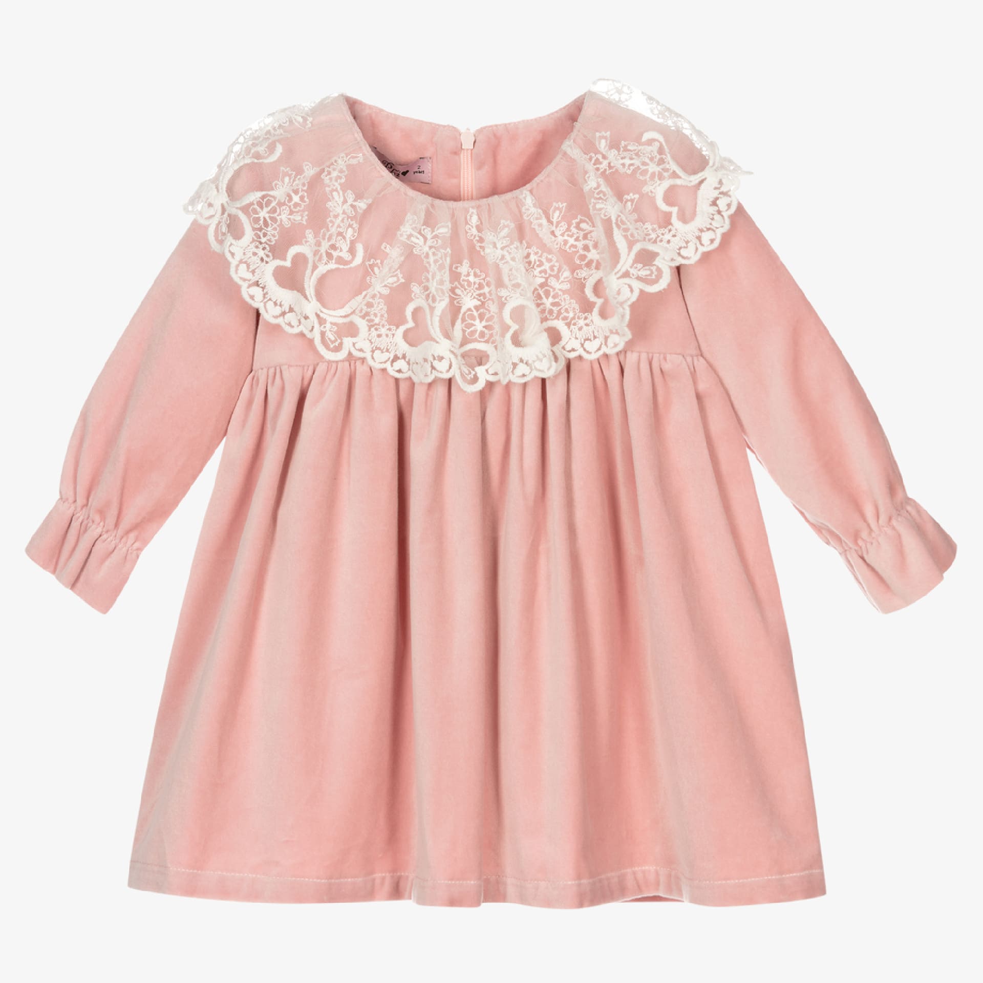 Robe en velours rose avec dentelle