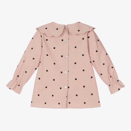 Pink with black dots blouse with bow Pink with black dots blouse with bow