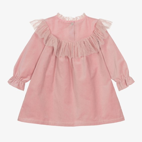 Pink velvet dress with pink tule