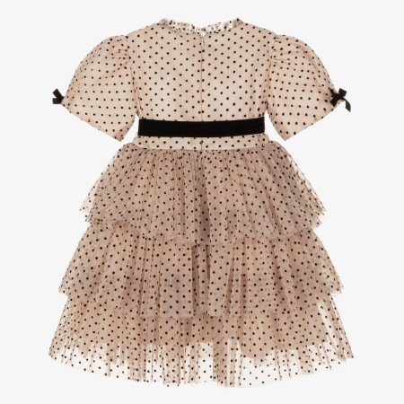 Robe en tule beige à pois noirs Robe en tule beige à pois noirs