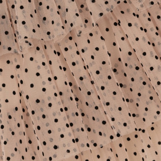 Robe en tule beige  pois noirs