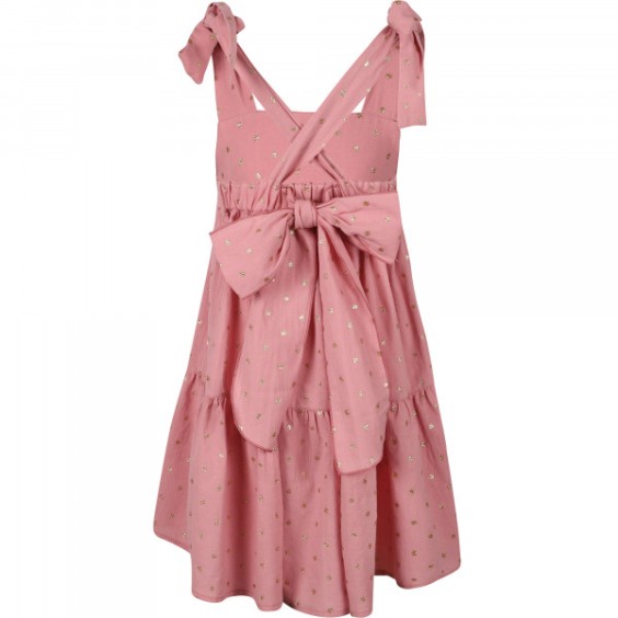 Vestido rosa e dourado