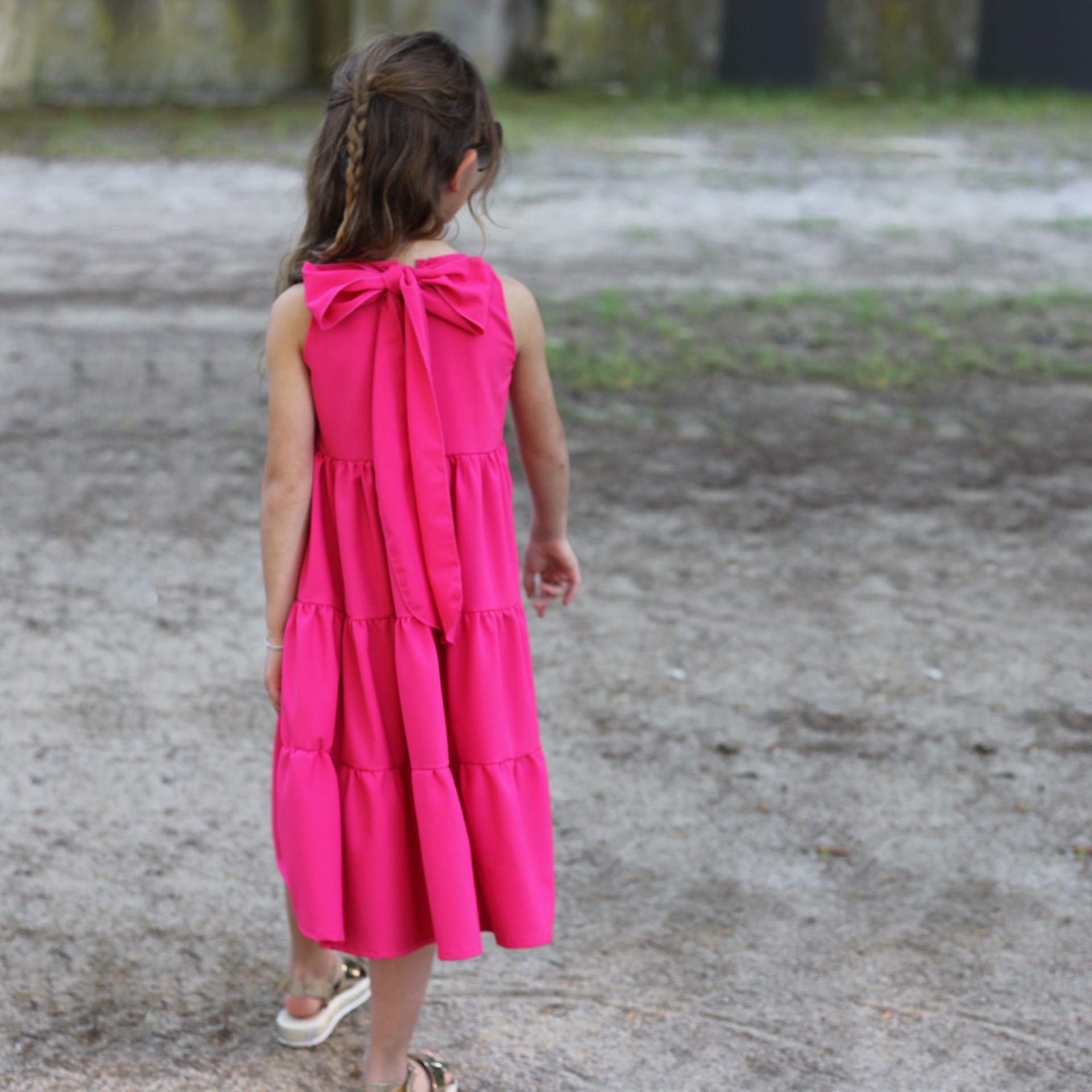 Robe longue rose