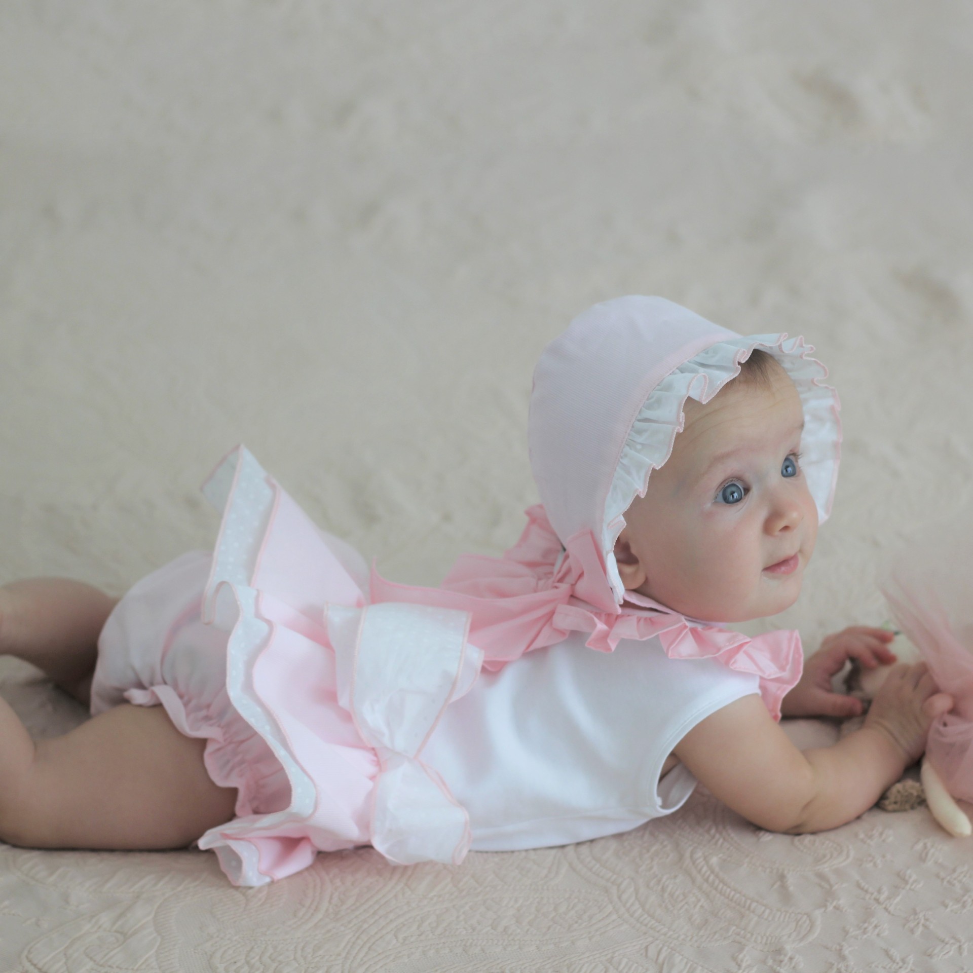 Pink piquet two frills bloomer