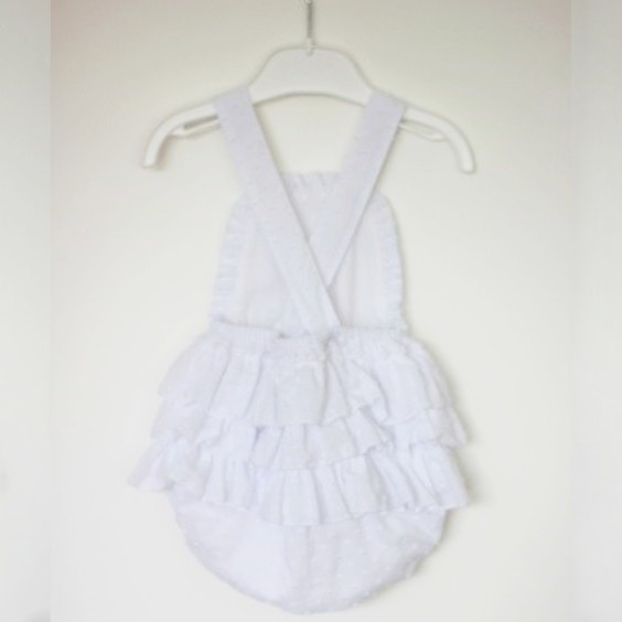 White Plumeti Romper