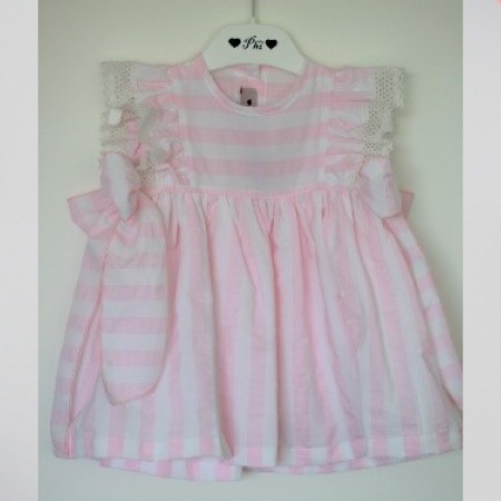 Pink stripes with lace dress