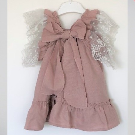 Pink linen lace dress Pink linen lace dress