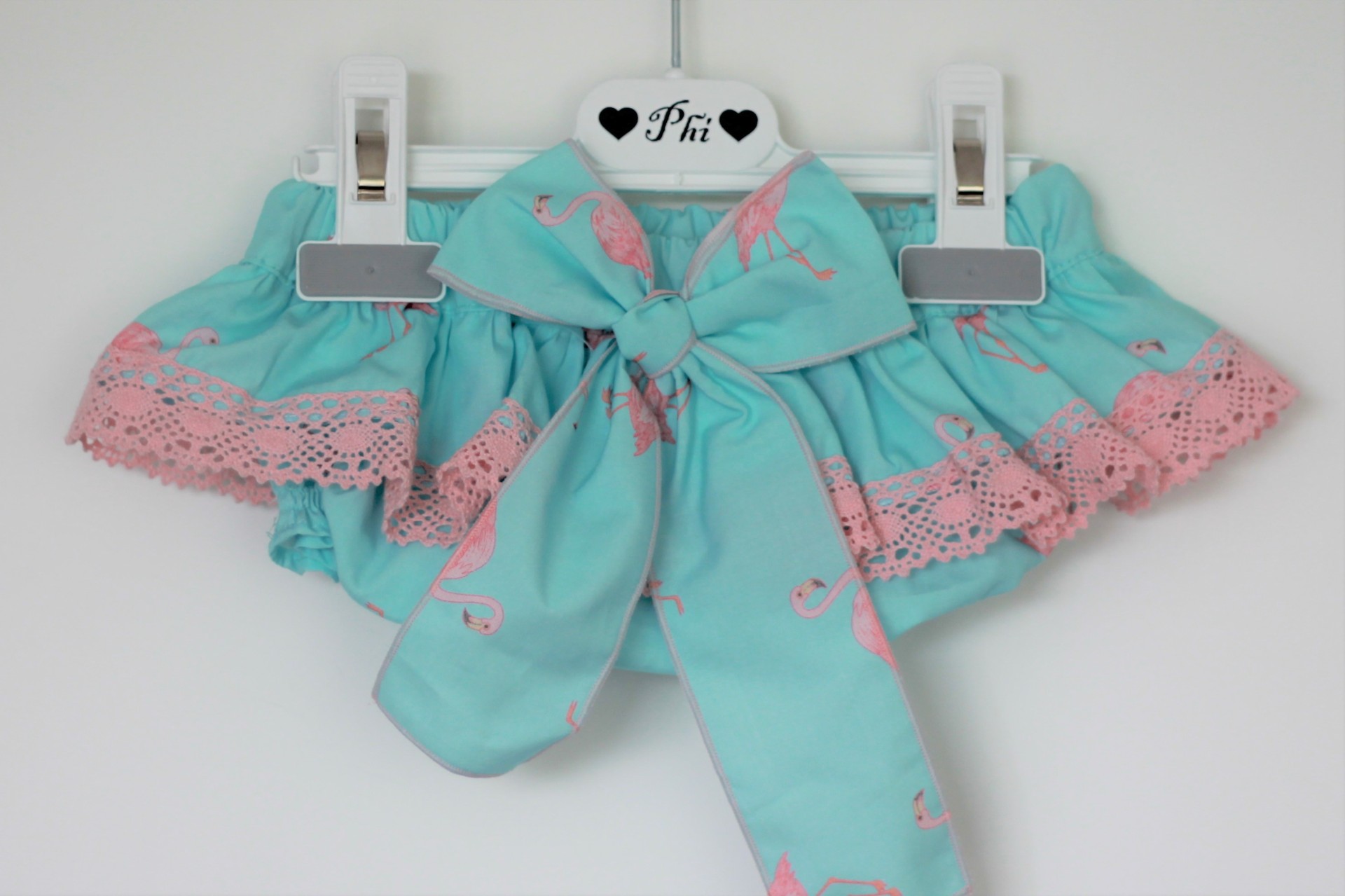 Flamingos bloomer with pink lace