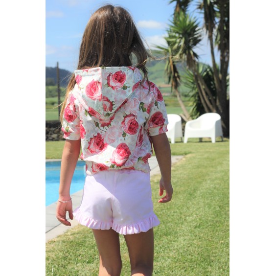 Sweat  capuche pivoines