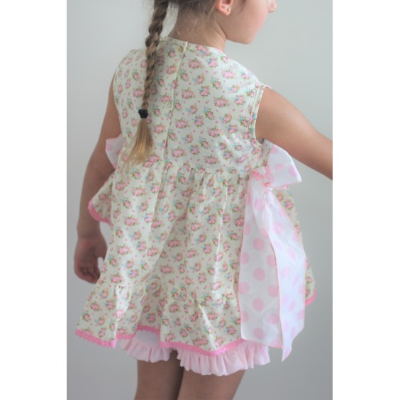 Tnica flores fundo amarelo com dois laos