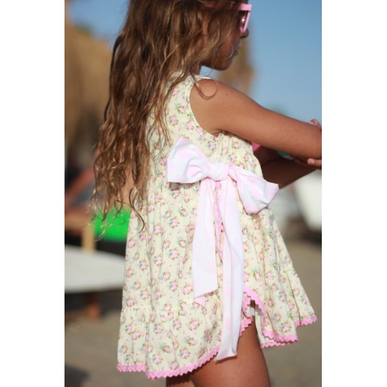 Tnica flores fundo amarelo com dois laos