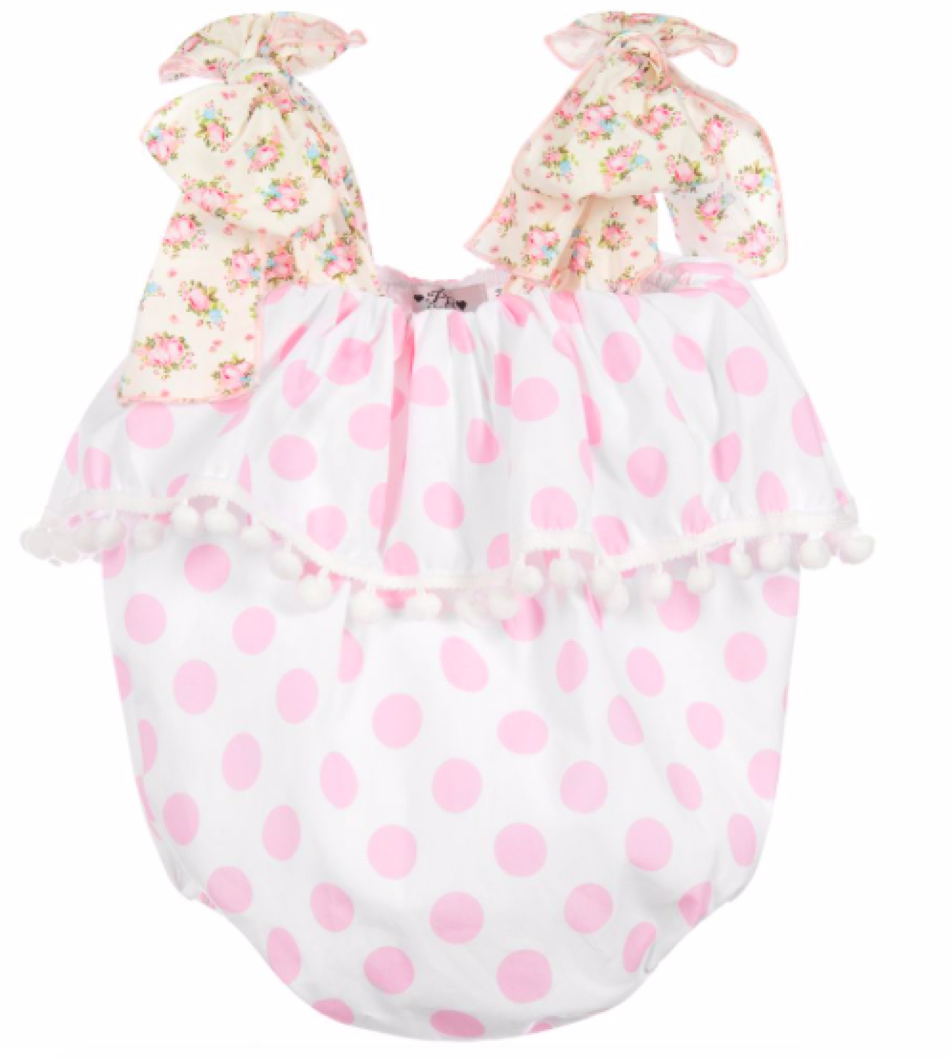 White With Pink Dots Romper