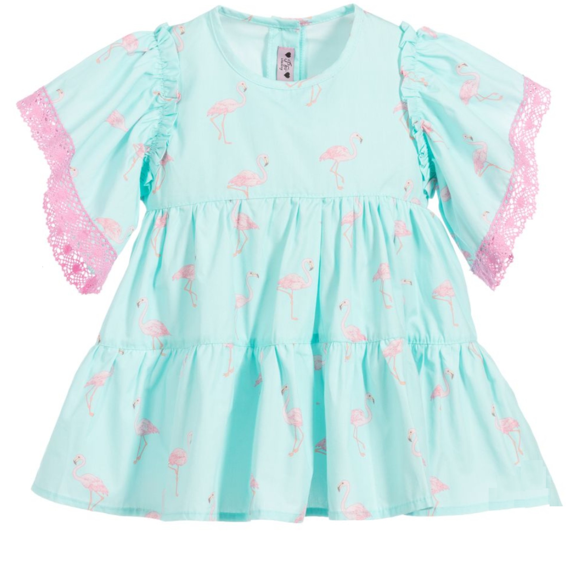 Flamingos Tunic with pink lace