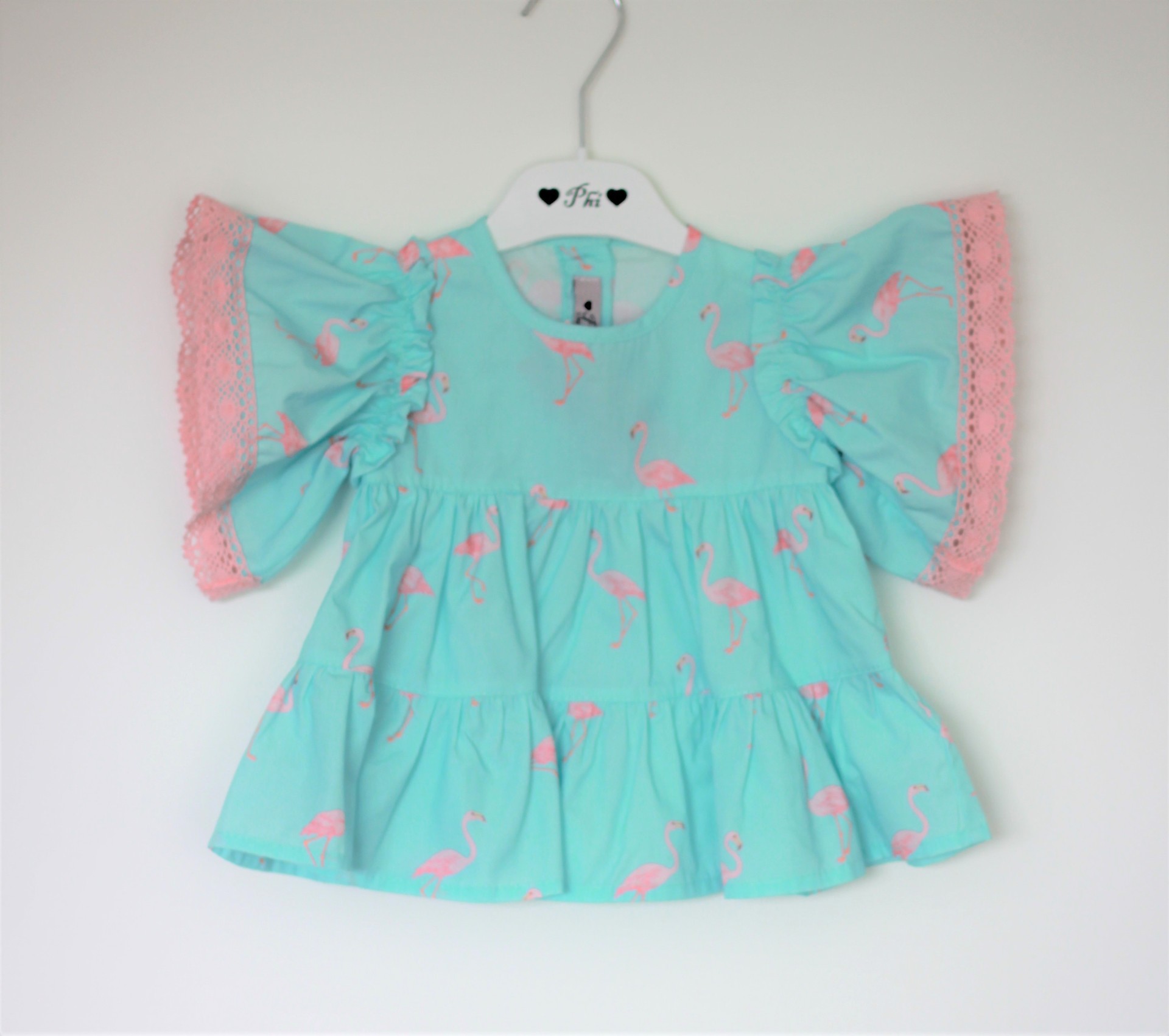 Flamingos Tunic with pink lace