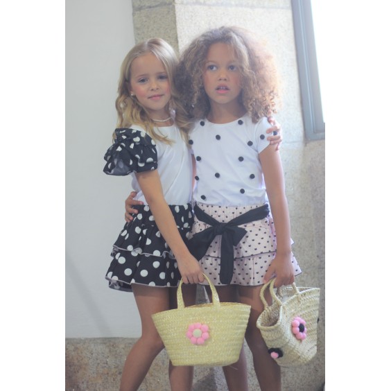 Jupe noire  pois blancs