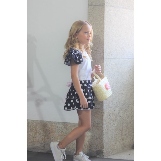 Jupe noire  pois blancs