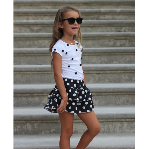 Jupe noire  pois blancs