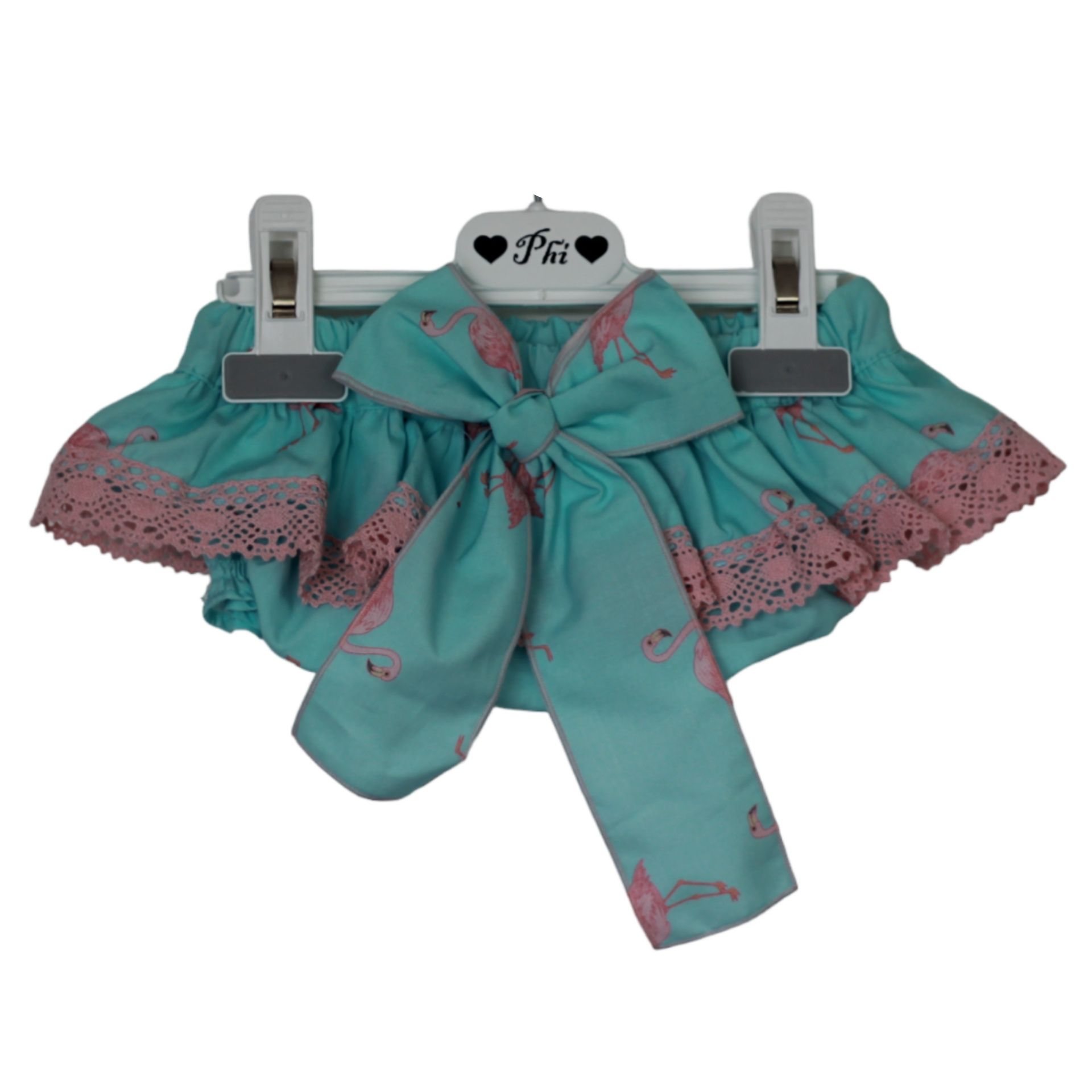 Flamingos bloomer with pink lace