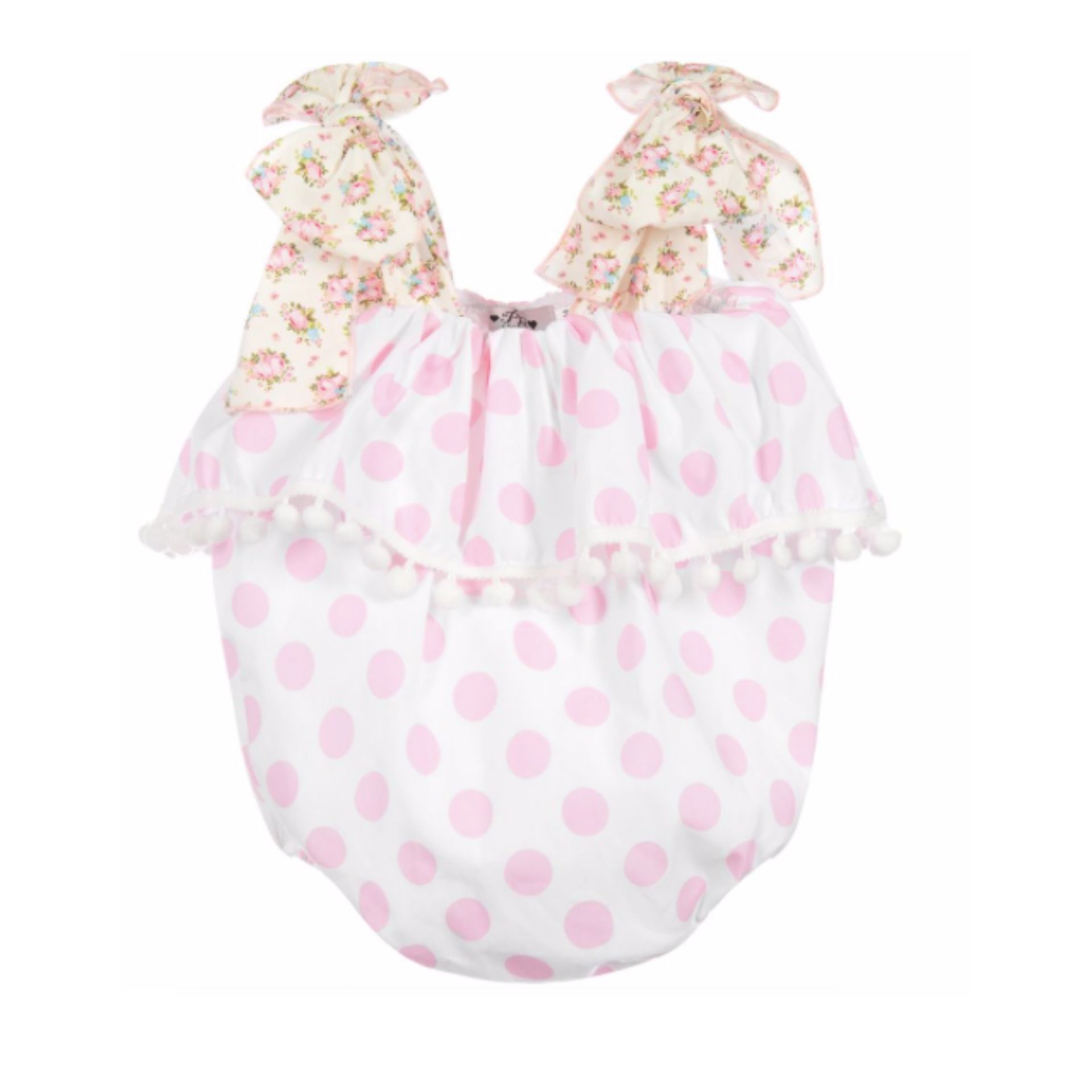 White With Pink Dots Romper