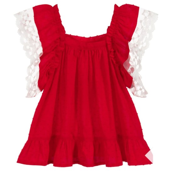 Red tunic with lace