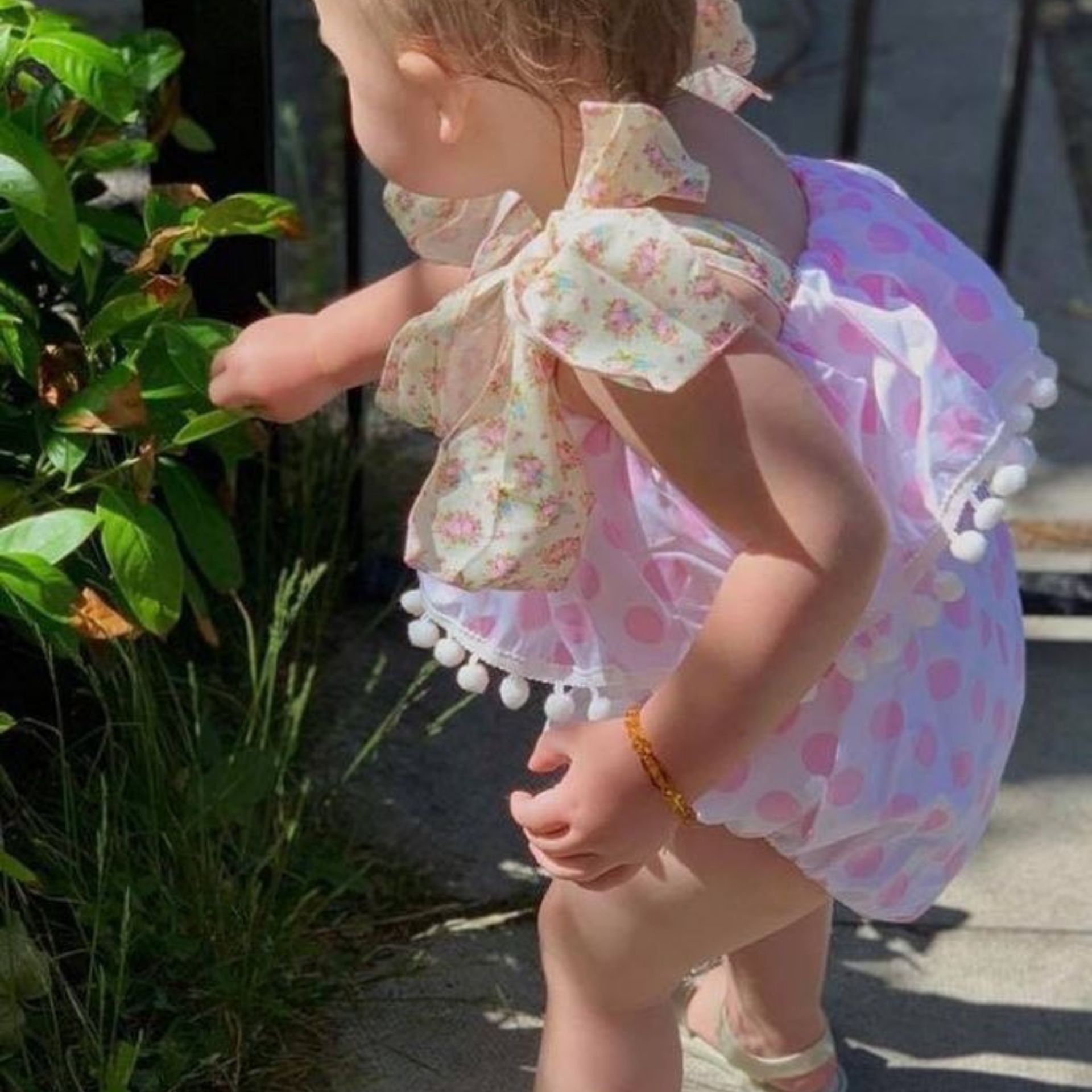 White With Pink Dots Romper