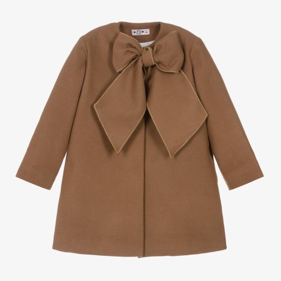 Beige bow coat