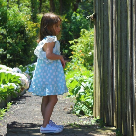 Vestido Bolas fundo azul