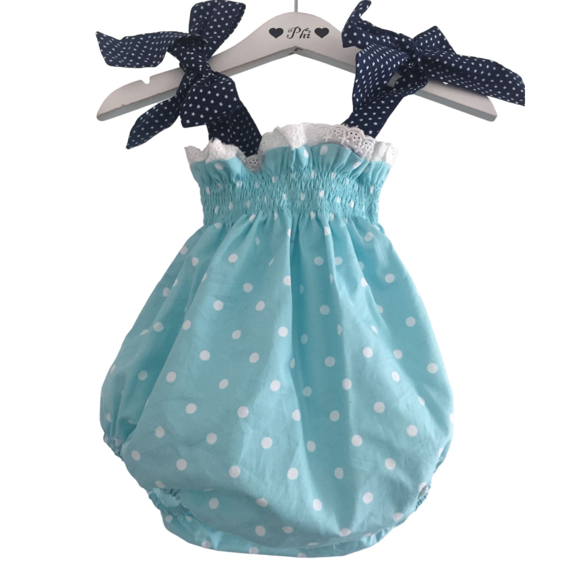 Blue dots with stars Romper