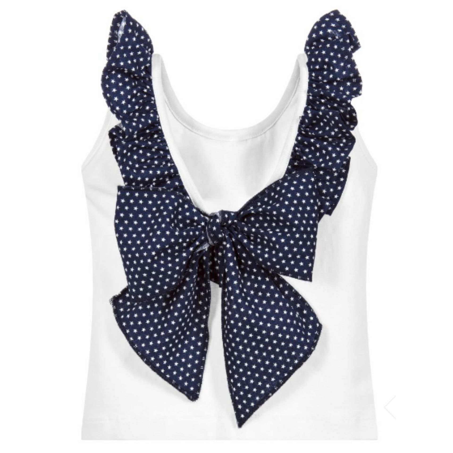 White tank top with Blue Stars bow