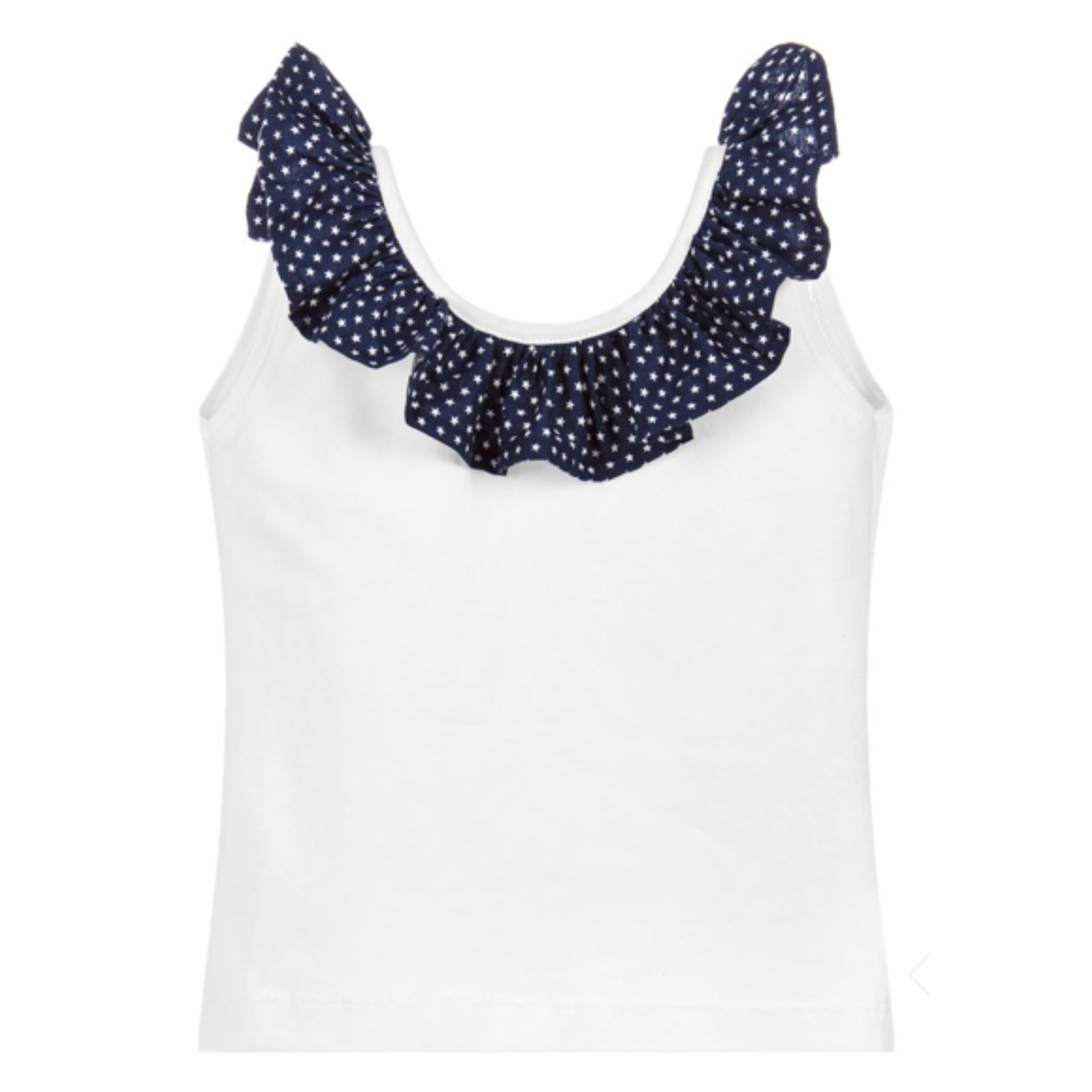 White tank top with Blue Stars bow