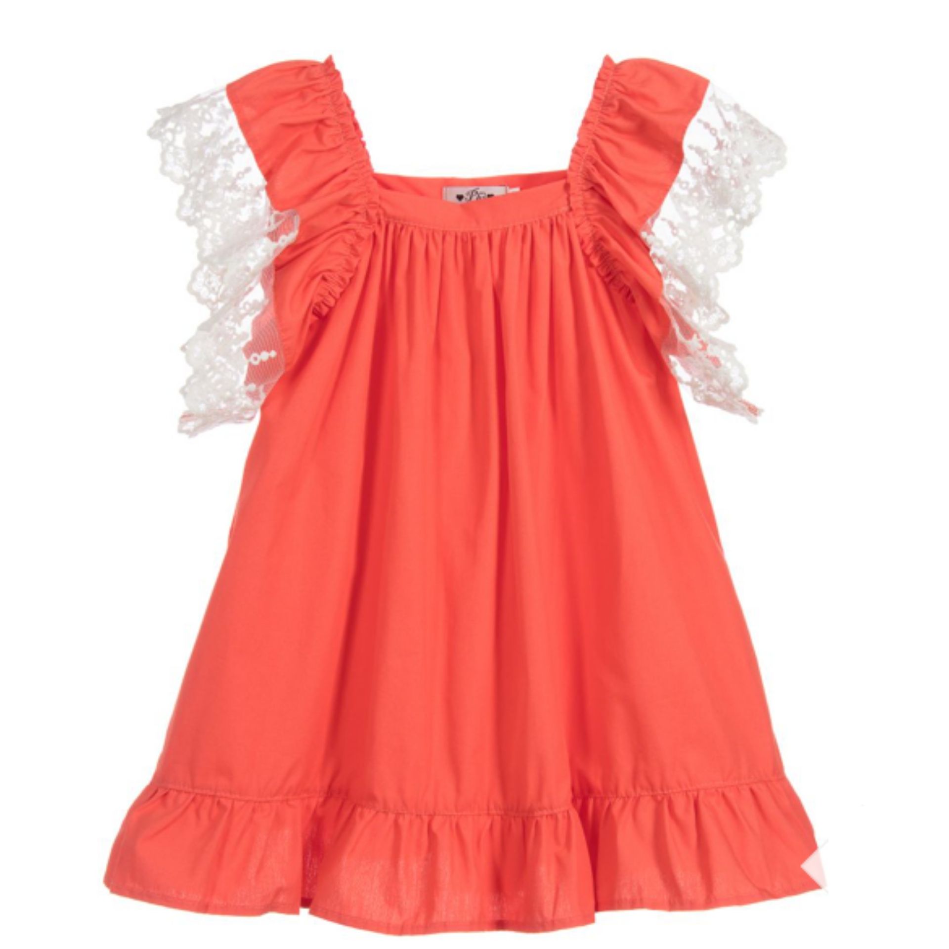 Coral Dress with tulle sleeve