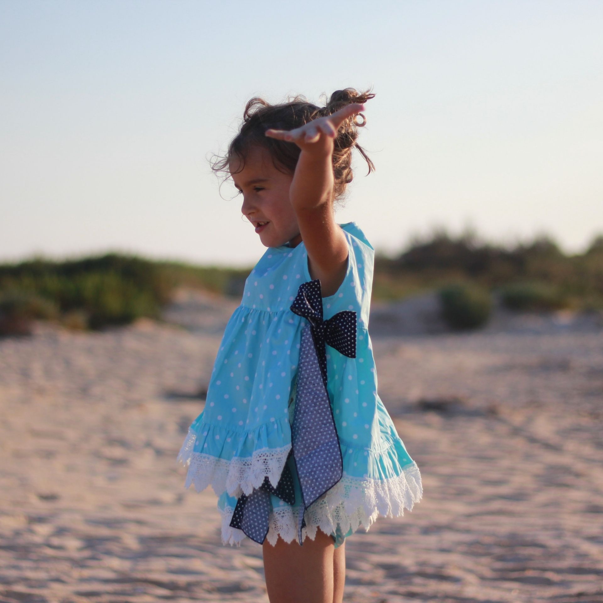 Blue dots with stars tunic