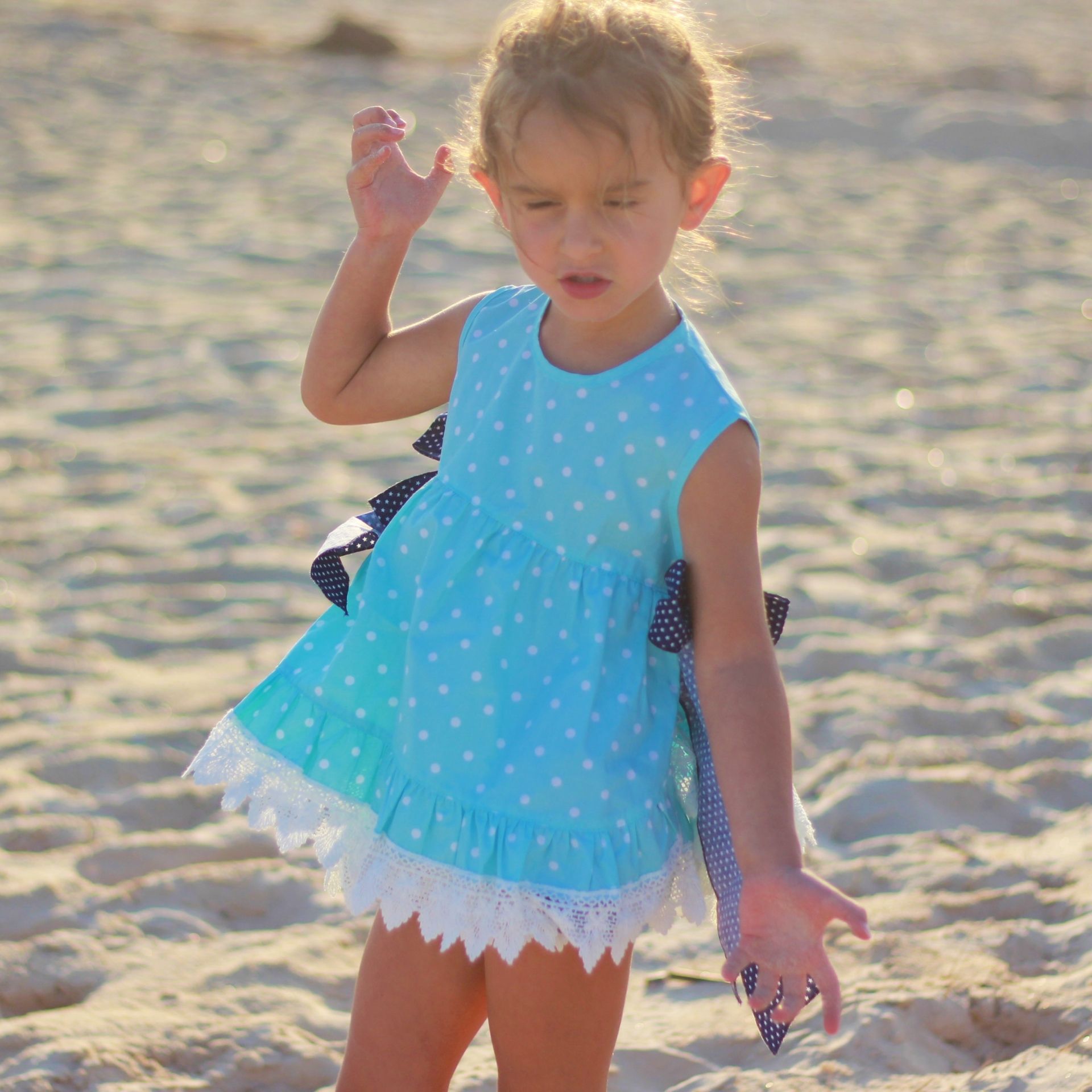 Blue dots with stars tunic