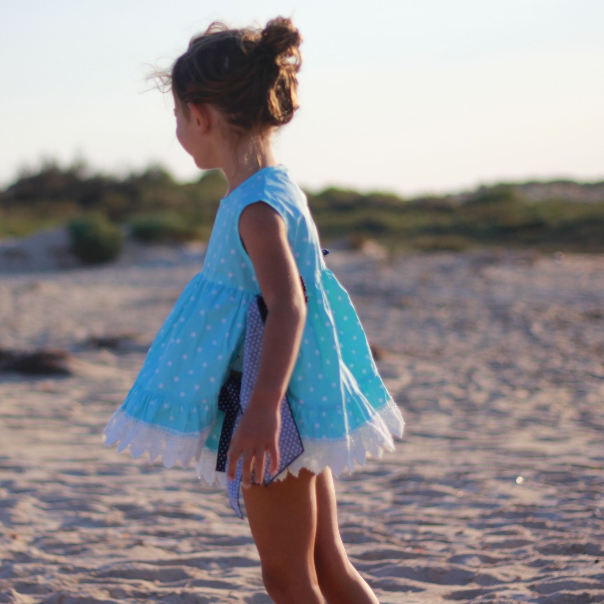 Blue dots with stars tunic