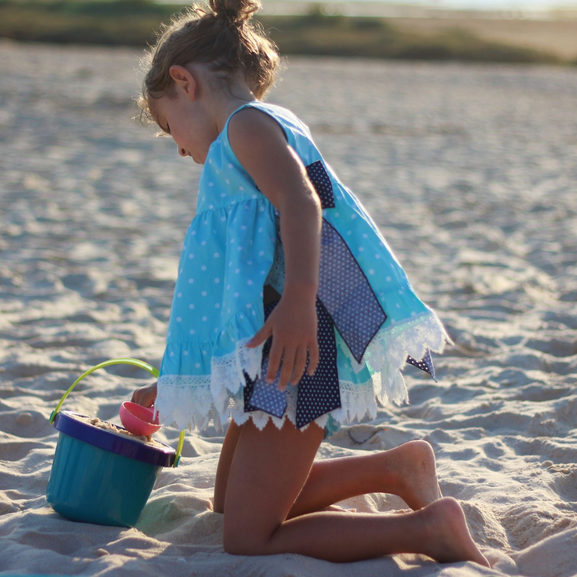 Blue dots with stars tunic