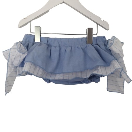 Blue Oxford two frill  bloomer
